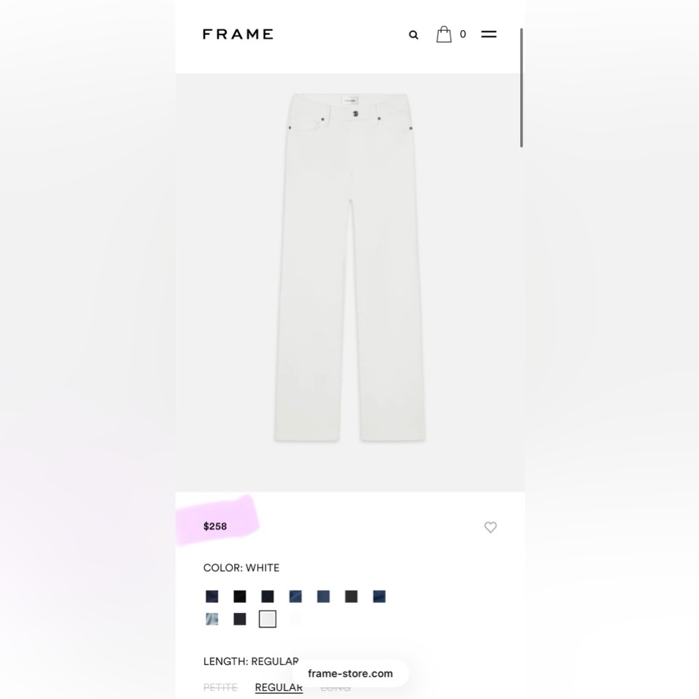 NEW FRAME Denim le sleek high rise straight leg jean, white 25 - Picture 6 of 12